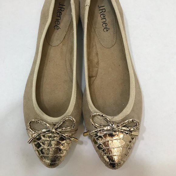 J.Renee’ Metallic Fabric Almond Toe Flat - Picture 1 of 5